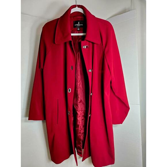 London Fog Rain Trench Coat Size 1X Red Outdoor  Rain fall - Picture 4 of 13